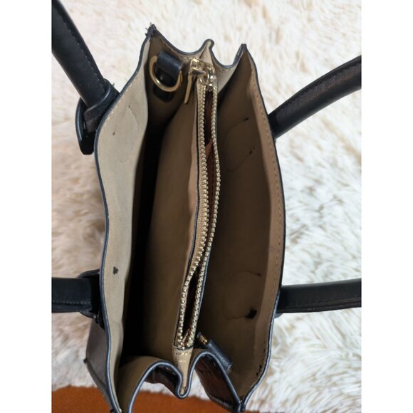 Black Faux Leather Mini Handbag With Gold Hardware & Double Handles - Picture 9 of 14